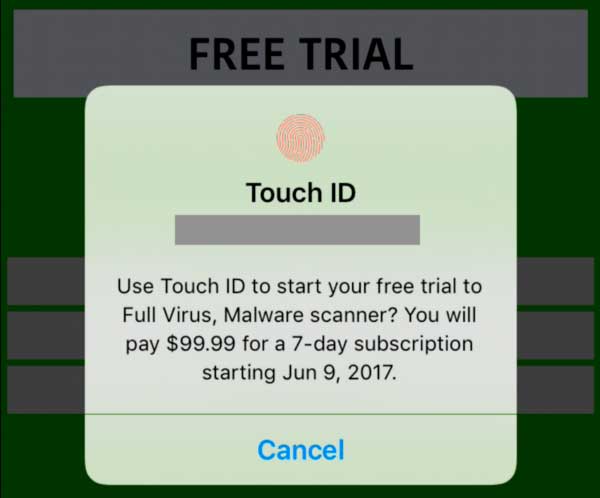 free trial ios fraude