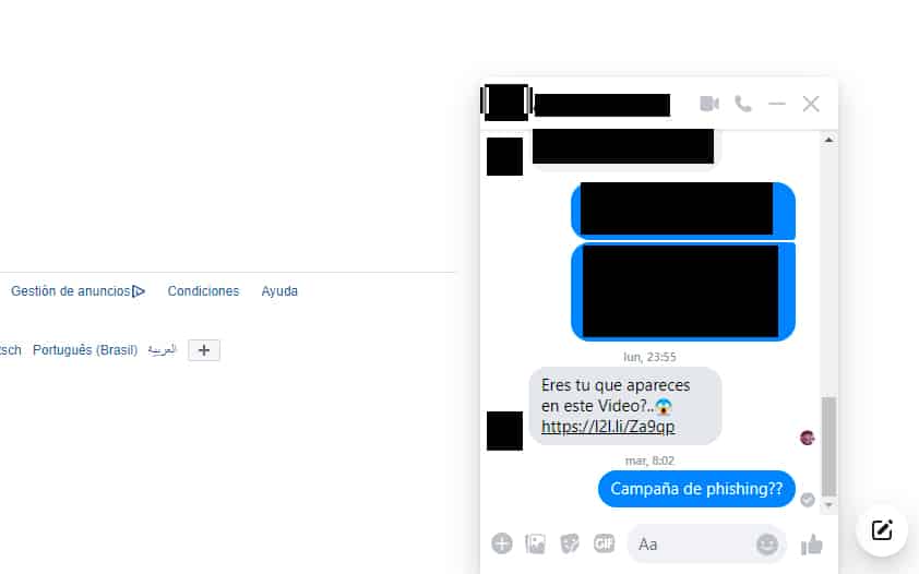 campaña phining facebook messenger