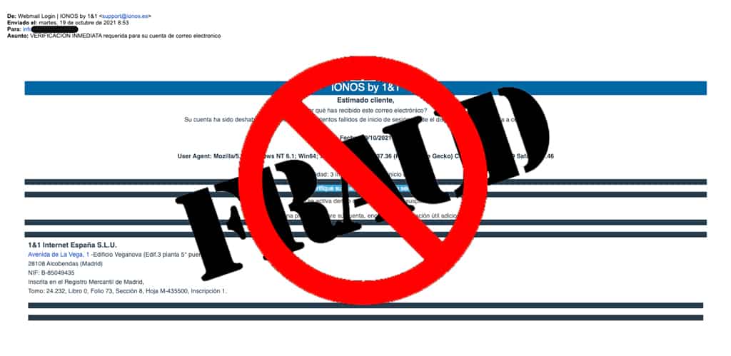 phishing ionos fraude