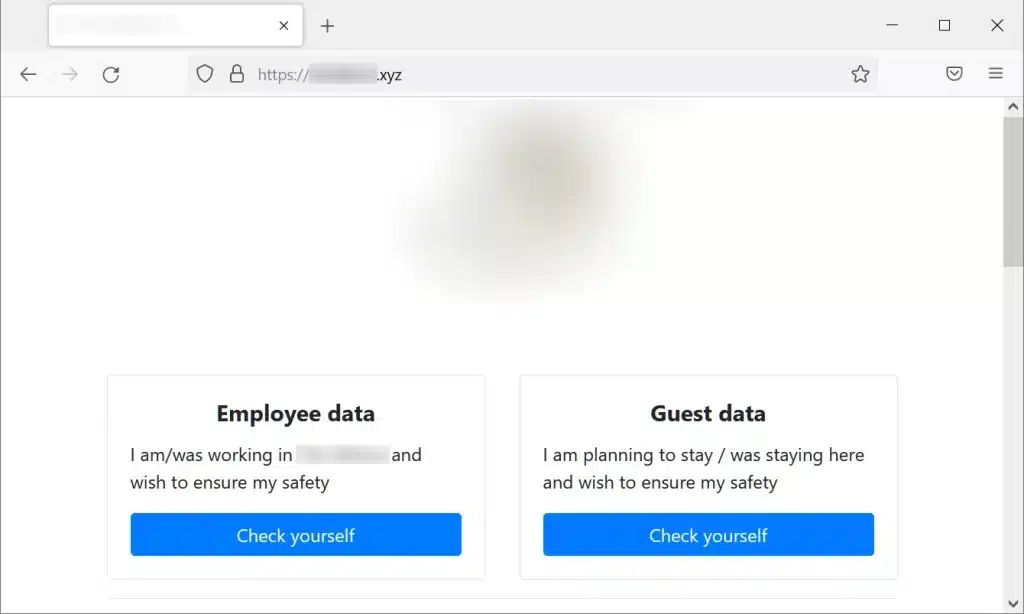 página web de ransomware