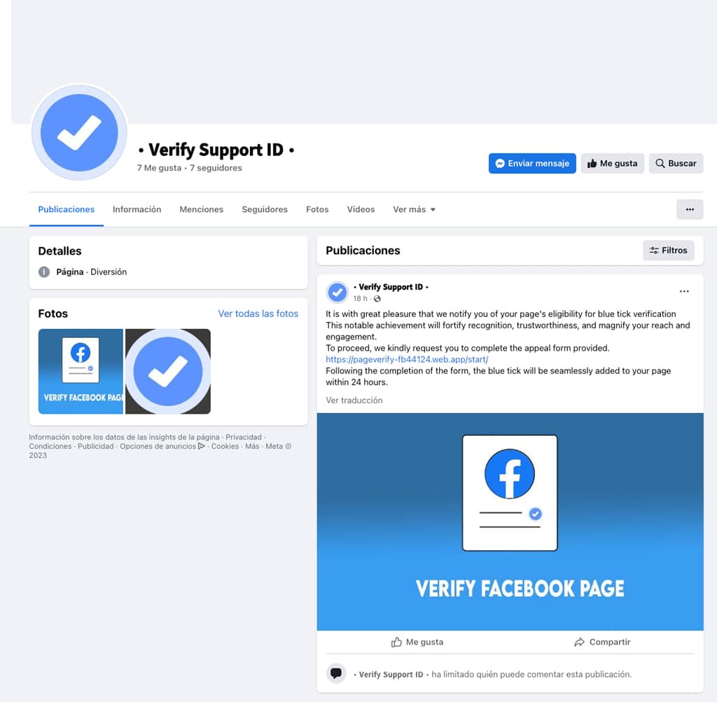 verificacion facebook falsa