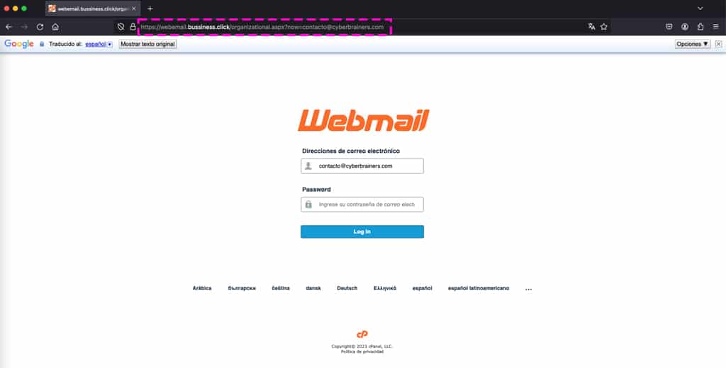 ejemplo phising webmail